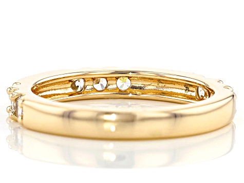 White Cubic Zirconia 18K Yellow Gold Over Sterling Silver Band 