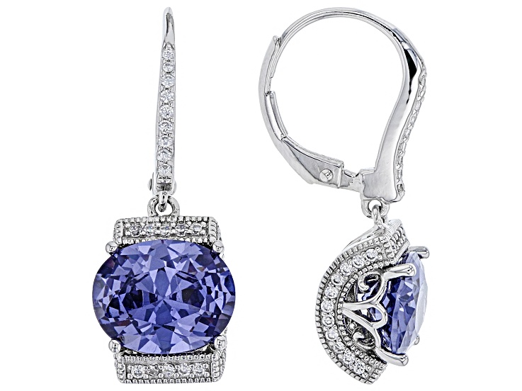 Blue And White Cubic Zirconia Platineve Earrings 7.08ctw