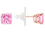 Pink Cubic Zirconia 18K Rose Gold Over Sterling Silver Stud