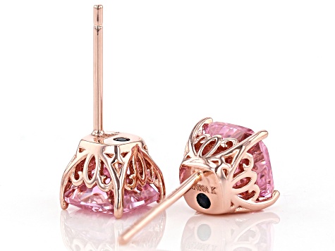 Pink Cubic Zirconia 18K Rose Gold Over Sterling Silver Stud