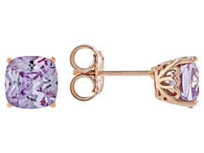 Lavender Cubic Zirconia 18K Rose Gold Over Sterling Silver Stud Earrings 5.04ctw