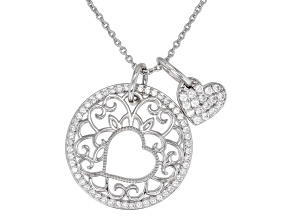 White Cubic Zirconia Platineve Pendant With Chain 0.73ctw