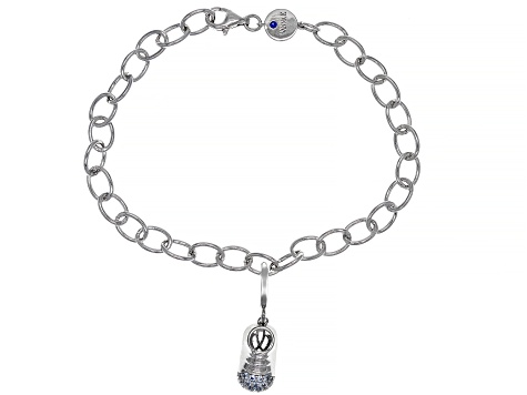 Lab Blue Spinel Platineve Charm With Bracelet 0.15ctw