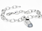Lab Blue Spinel Platineve Charm With Bracelet 0.15ctw
