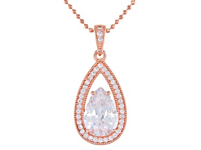 White Cubic Zirconia 18k Rose Gold Over Sterling Silver Pendant With Chain 3.33ctw