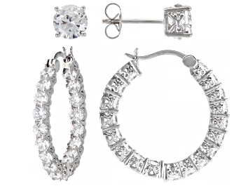 Picture of White Cubic Zirconia Platineve Earrings set of 2 9.99ctw
