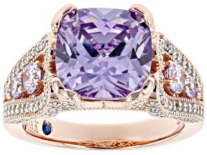 Lavender And White Cubic Zirconia 18k Rose Gold Over Sterling Silver Ring 9.09ctw