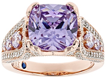 Picture of Lavender And White Cubic Zirconia 18k Rose Gold Over Sterling Silver Ring 9.09ctw