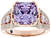 Lavender And White Cubic Zirconia 18k Rose Gold Over Sterling Silver Ring 9.09ctw
