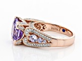 Lavender And White Cubic Zirconia 18k Rose Gold Over Sterling Silver Ring 9.09ctw