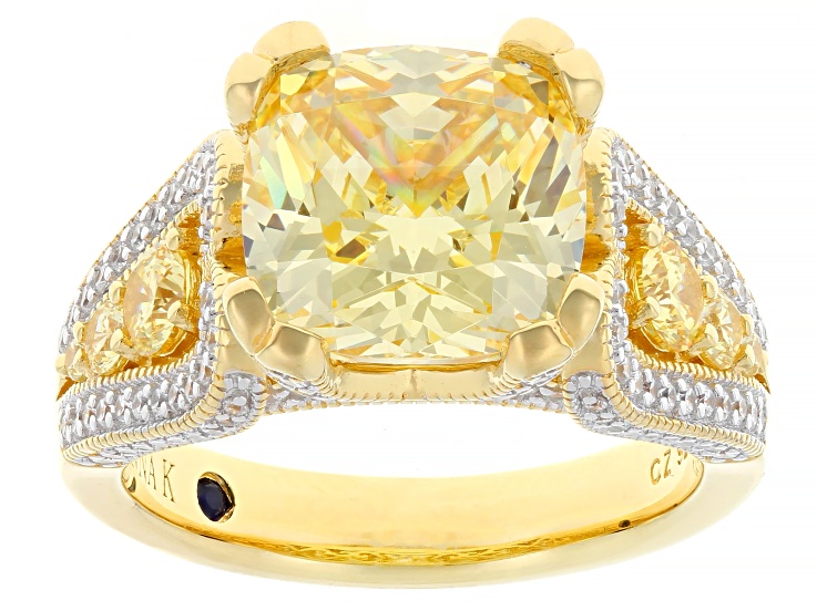 Canary And White Cubic Zirconia 18k Yellow Gold Over