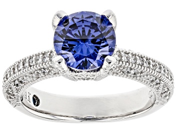 Picture of Blue And White Cubic Zirconia Platineve™ Ring 2.98ctw