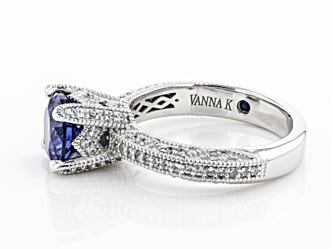 Blue And White Cubic Zirconia Platineve™ Ring 2.98ctw