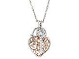 White Cubic Zirconia Platineve ® Heart And Key Pendant With Chain 0.68ctw