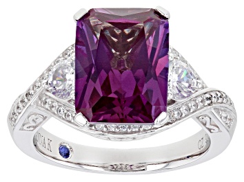 Picture of Lab created Purple Sapphire And White Cubic Zirconia Platineve® Ring 6.22ctw