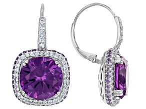 Lab created Purple Sapphire And White Cubic Zirconia Platineve® Earrings 15.17ctw