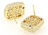 White Cubic Zirconia 18k Yellow Gold Over Sterling Silver Stud Earrings 12.11ctw