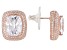 White Cubic Zirconia 18k Rose Gold Over Sterling Silver Stud Earrings 12.11ctw