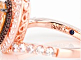 Champagne, White And Mocha Cubic Zirconia 18k Rose Gold Over Sterling Silver Ring. 4.71ctw