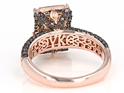 Champagne, White And Mocha Cubic Zirconia 18k Rose Gold Over Sterling Silver Ring. 12.12ctw
