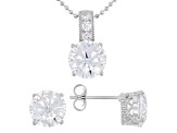 White Cubic Zirconia Platineve Pendant With Chain And Earrings Set