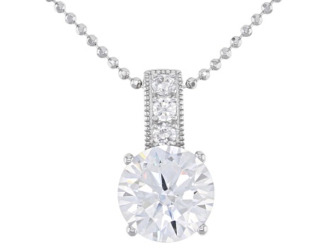 White Cubic Zirconia Platineve Pendant With Chain And Earrings Set