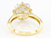 White Cubic Zirconia 18k Yellow Gold Over Sterling Silver Ring 9.07ctw