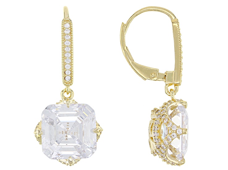 White Cubic Zirconia 18k Yellow Gold Over Sterling Silver