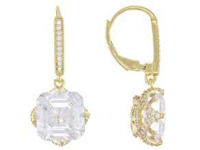 White Cubic Zirconia 18k Yellow Gold Over Sterling Silver Earrings 17.42ctw