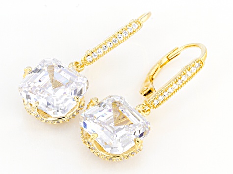 White Cubic Zirconia 18k Yellow Gold Over Sterling Silver Earrings 17.42ctw