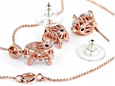 White Cubic Zirconia 18k Rose Gold Over Sterling Silver Pendant With Chain And Earrings Set 12.74ctw
