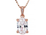 White Cubic Zirconia 18k Rose Gold Over Sterling Silver Pendant With Chain And Earrings Set 12.74ctw
