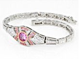 Pink Lab Created Sapphire And White Cubic Zirconia Platineve Bracelet 4.88ctw