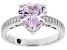 Pink Lab Created Sapphire And White Cubic Zirconia Platineve Heart Shape Ring 2.88ctw