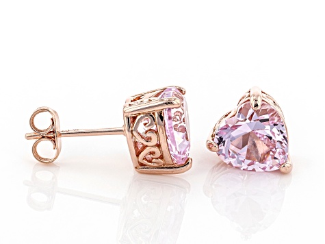 Pink Lab Created Sapphire 18k Rose Gold Over Sterling Silver Heart