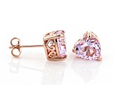 Pink Lab Created Sapphire 18k Rose Gold Over Sterling Silver Heart Shape Earrings 3.76ctw