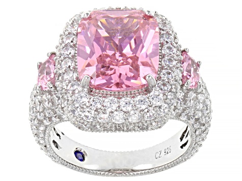 Pink And White Cubic Zirconia Platineve Ring 15.22ctw