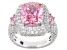 Pink And White Cubic Zirconia Platineve Ring 15.22ctw