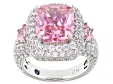 Pink And White Cubic Zirconia Platineve Ring 15.22ctw