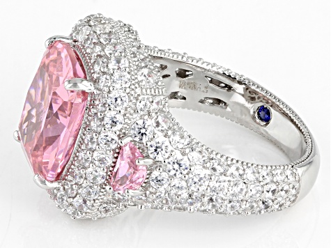 Pink And White Cubic Zirconia Platineve Ring 15.22ctw