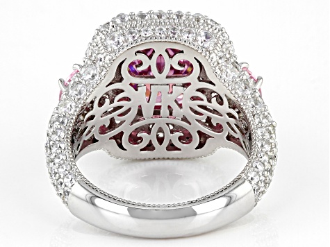 Pink And White Cubic Zirconia Platineve Ring 15.22ctw