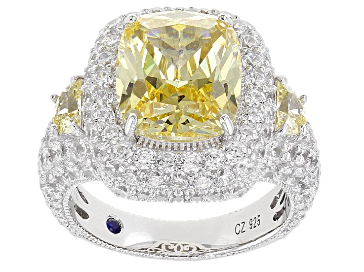 Canary And White Cubic Zirconia Platineve Ring 15.36ctw