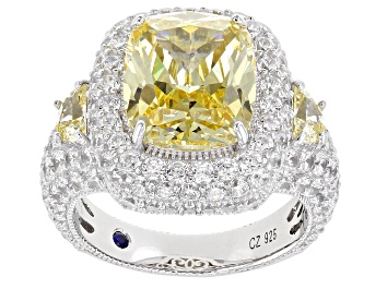 Picture of Canary And White Cubic Zirconia Platineve Ring 15.36ctw