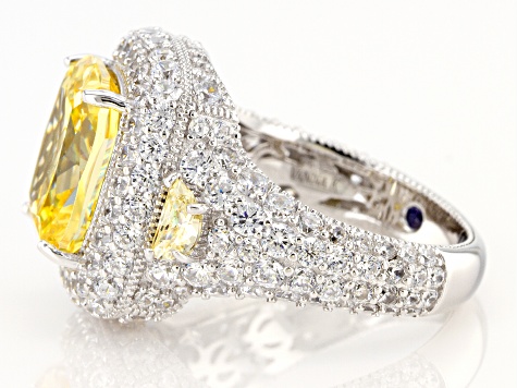 Canary And White Cubic Zirconia Platineve Ring 15.36ctw