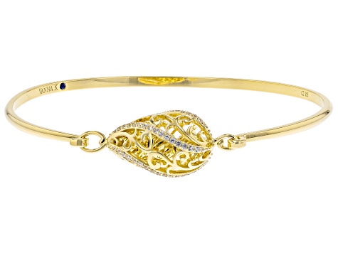 White Cubic Zirconia 18k Yellow Gold Over Sterling Silver Bracelet