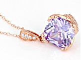 Purple & White Cubic Zirconia 18k Rose Gold Over Sterling Silver Pendant With Chain 7.60ctw