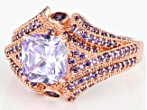 Purple Cubic Zirconia 18k Rose Gold Over Sterling Silver Ring. 5.40ctw