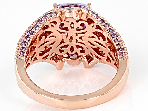 Purple Cubic Zirconia 18k Rose Gold Over Sterling Silver Ring. 5.40ctw