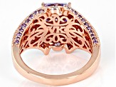 Purple Cubic Zirconia 18k Rose Gold Over Sterling Silver Ring. 5.40ctw