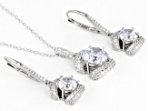 Cubic Zirconia Platineve Pendant with Chain and Earrings Set. 7.13ctw